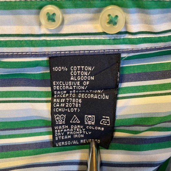 TOMMY HILFIGER 2 Ply Fabric Y2K Striped Long Sleeve Button Down Shirt Men’s XXL - Picture 8 of 9